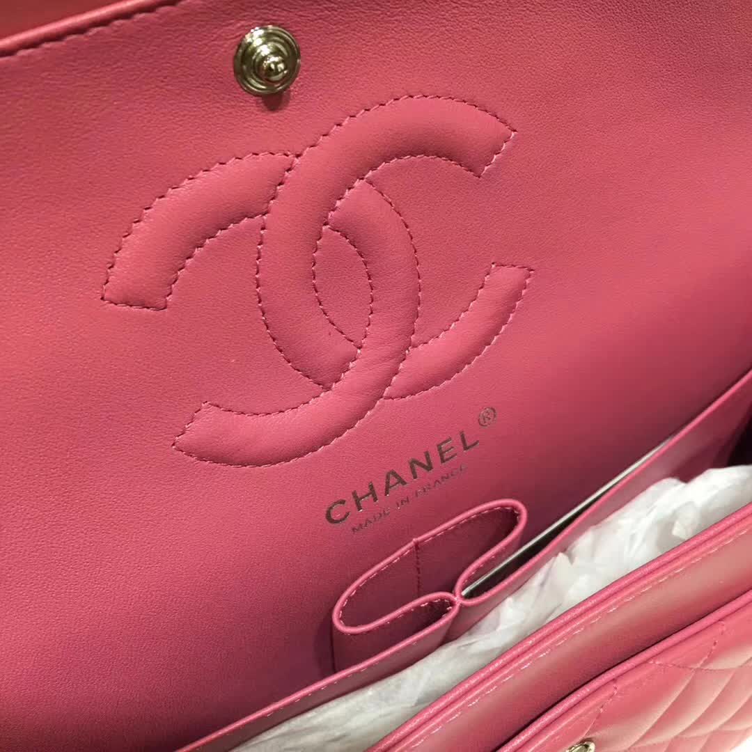 Chanel 香奈儿 Classic Flap 小羊皮 桃粉 25cm 银扣