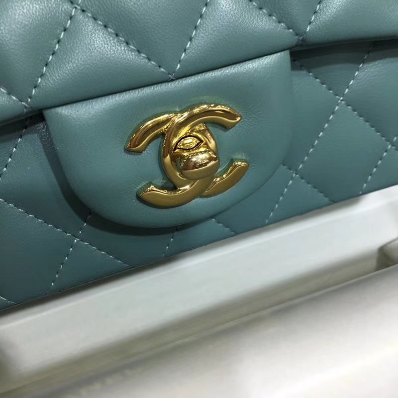 Chanel 香奈儿 Classic Flap Bag 进口小羊皮 20cm 现货 薄荷绿 金扣