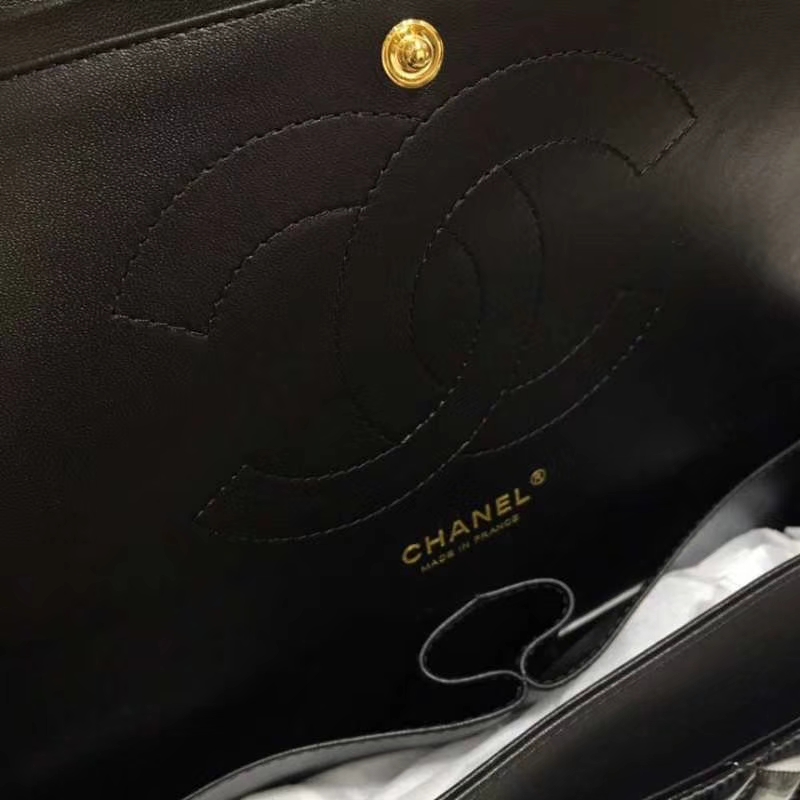 Chanel 香奈儿 Classic Flap Bag  进口漆皮 30cm 黑色 金扣