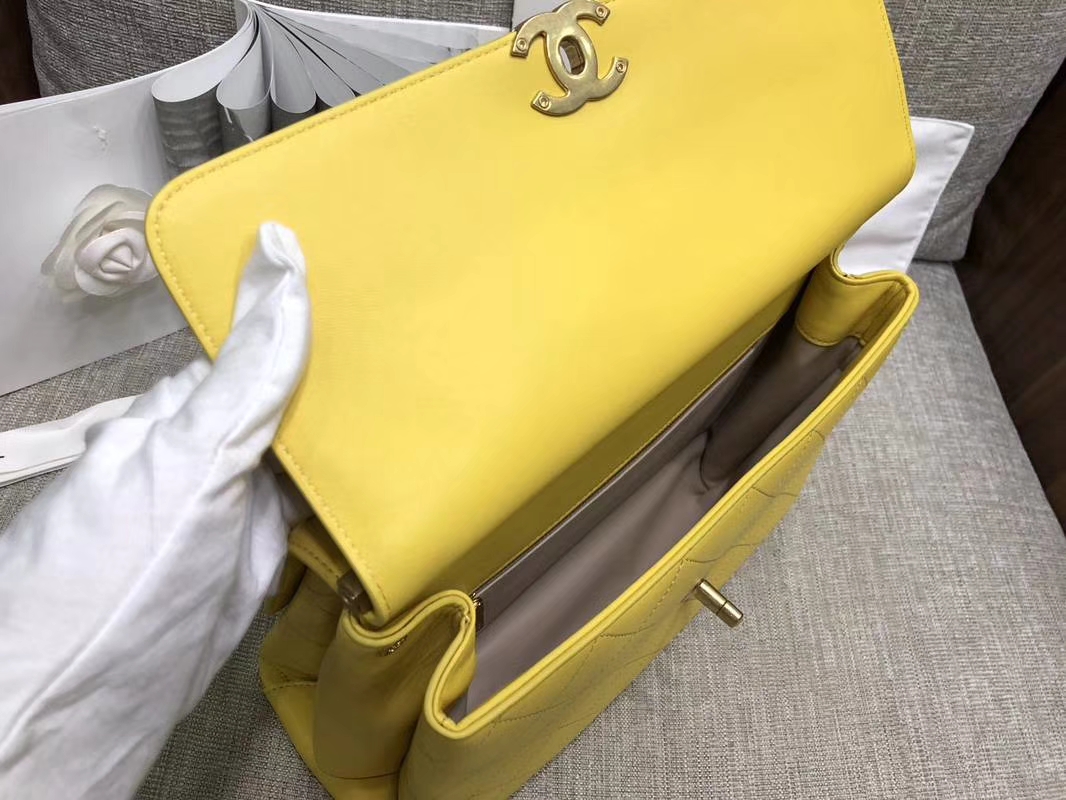 2018年新款口盖包 进口小羊皮 金色金属黄 柠檬黄 23cm 28cm