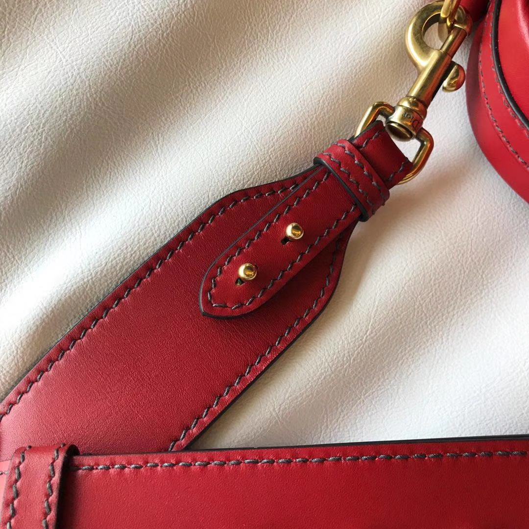Dior 迪奥 小手提包 DIORAMA 红色 牛皮马鞍包 22.5cm