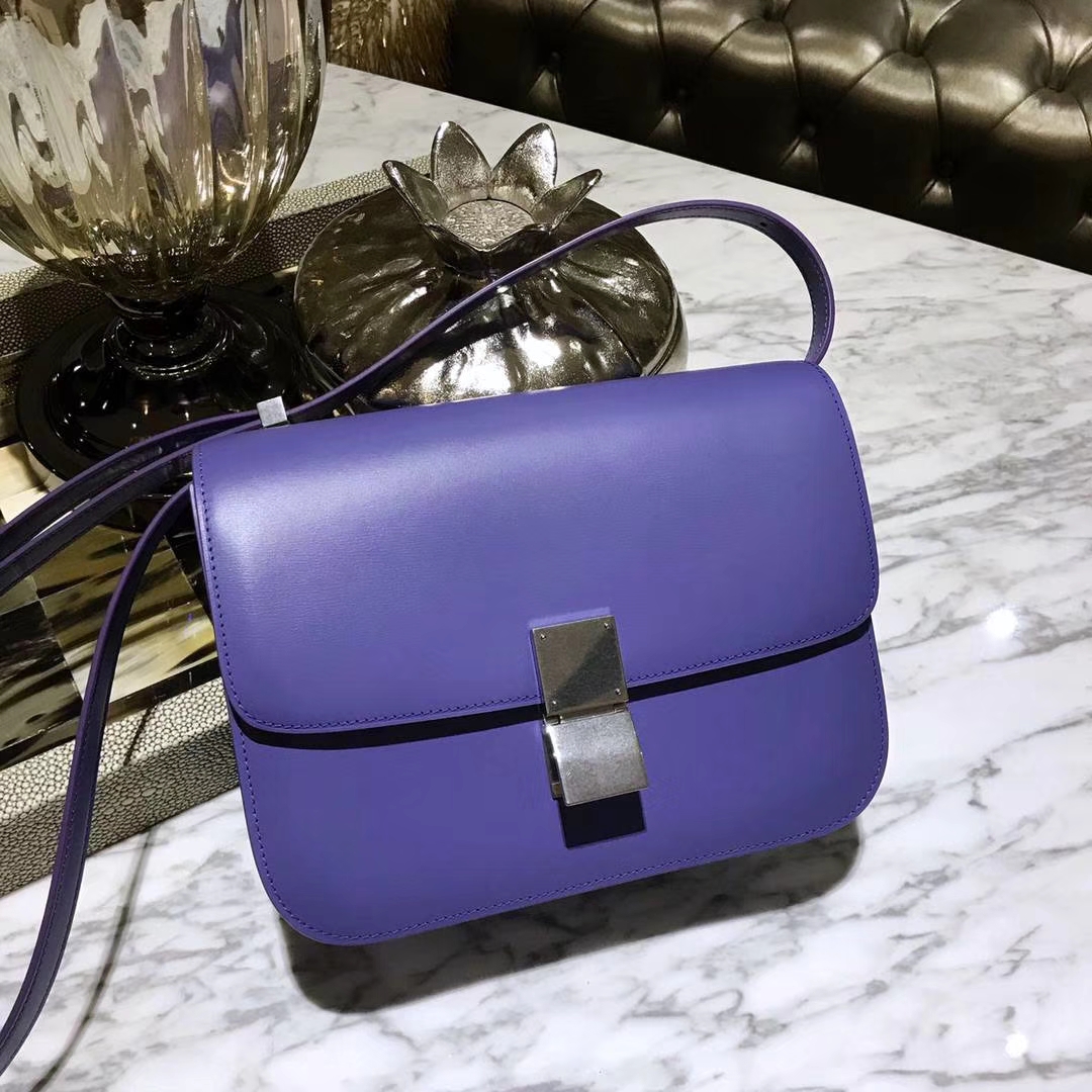 Celine 思琳 最新版本 box豆腐包 24cm 实拍 专柜同步 最新做法 优雅时尚 浅紫色
