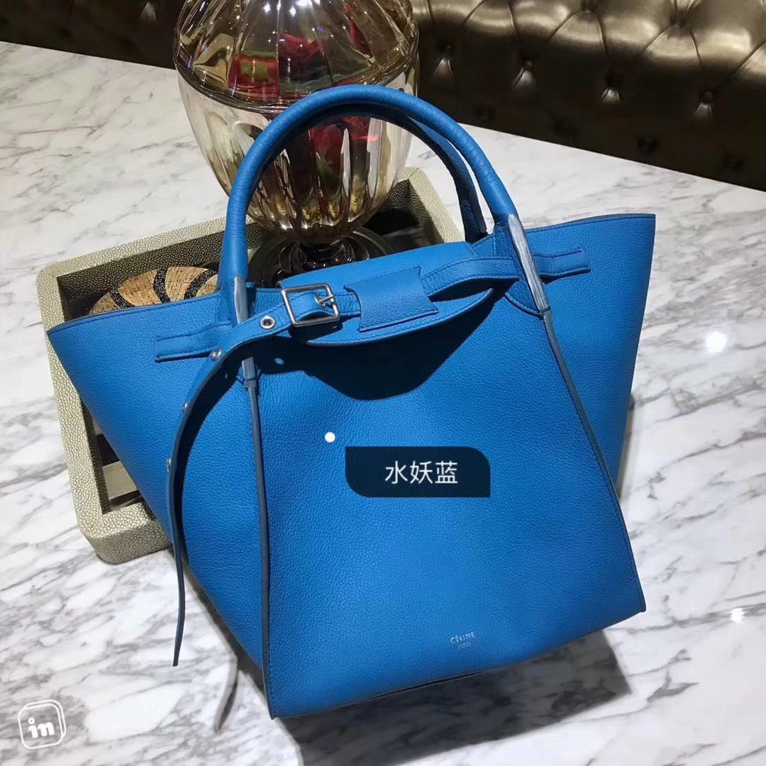 CÉLINE  购物袋   专柜同步发售  中号  24x26x22cm  水妖蓝