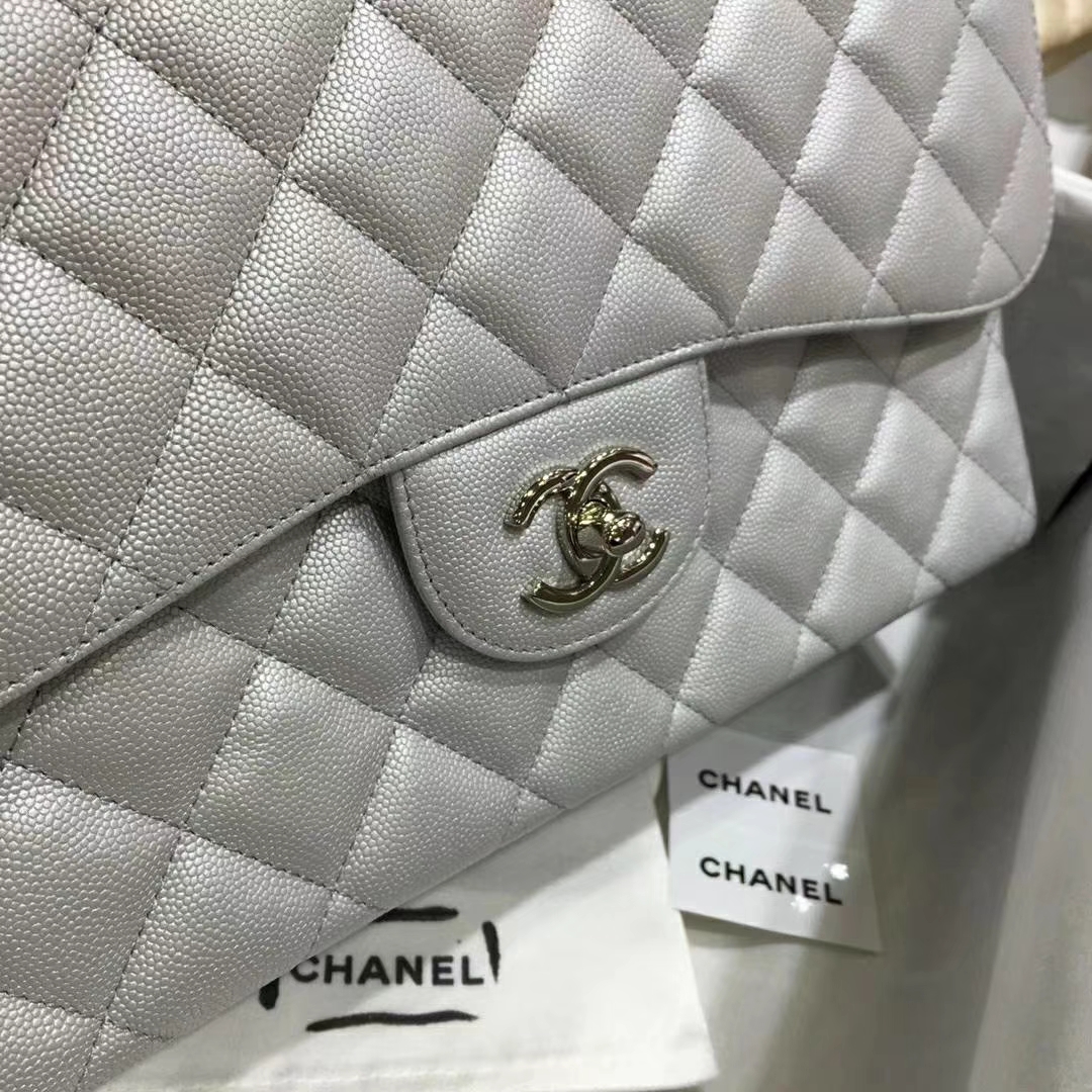 Chanel 香奈儿 Cf系列 30cm 进口小鱼子酱 银色 银扣