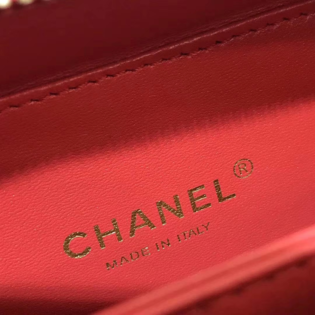 Chanel 香奈儿 化妆包 17cm 原厂皮小鱼子酱 西瓜红