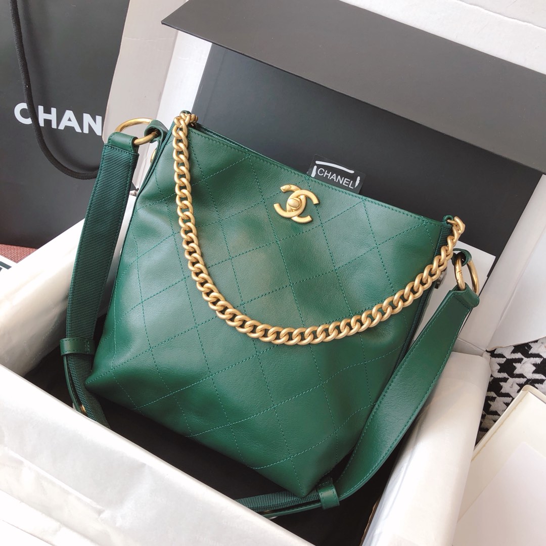 Chanel 嬉皮包 单肩斜挎包 绿色 23cm 原厂皮 现货