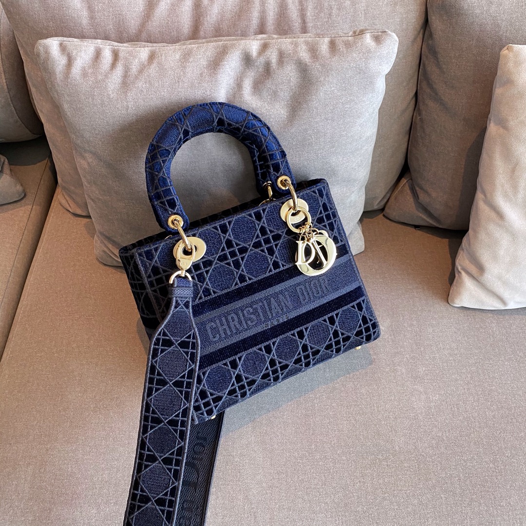 Dior 迪奥 五格 D-LITE 手袋 ~丝绒蓝戴妃包~ 重释经典个性魅力