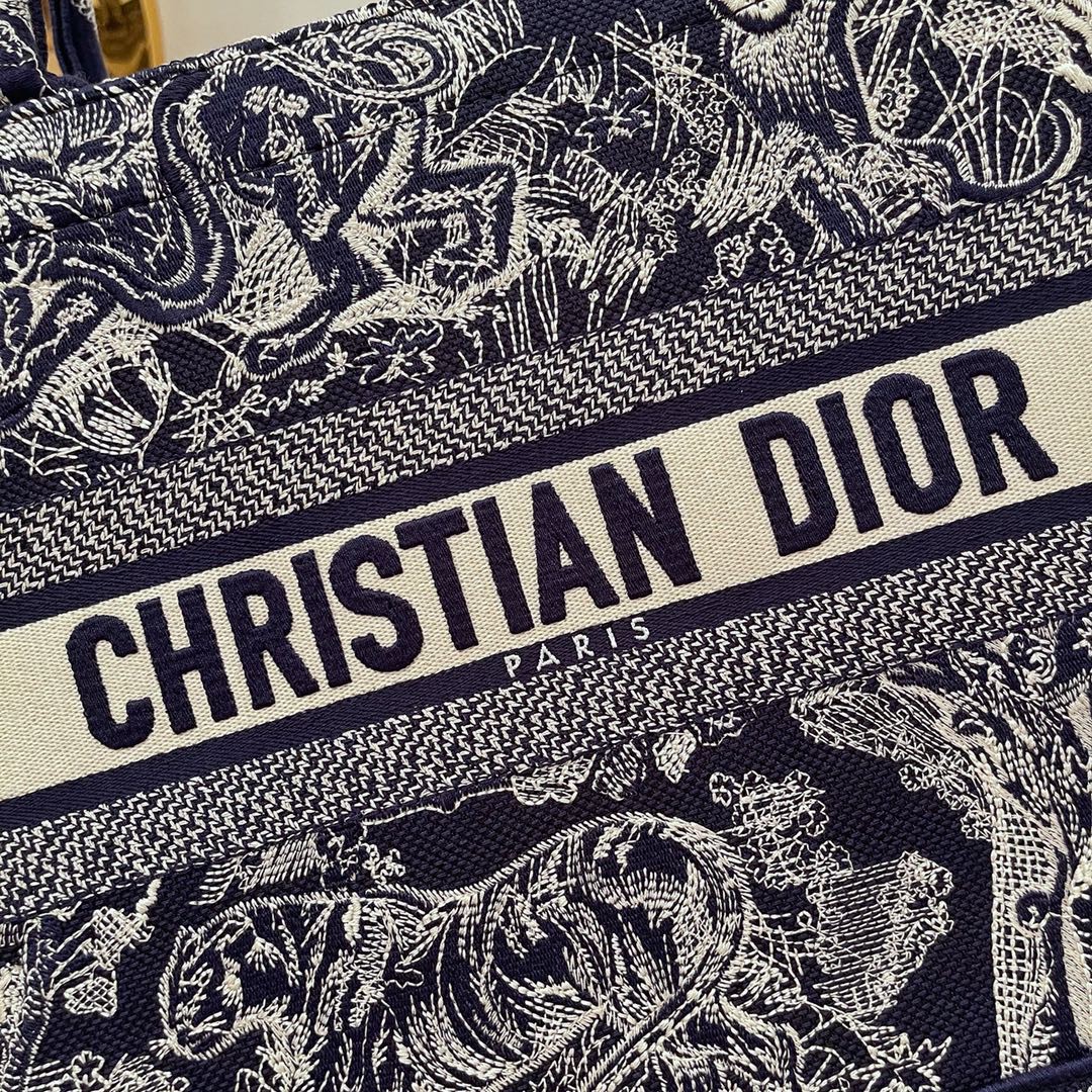Dior 迪奥 购物袋 新蓝老虎 小号 36.5cm通体蓝色刺绣