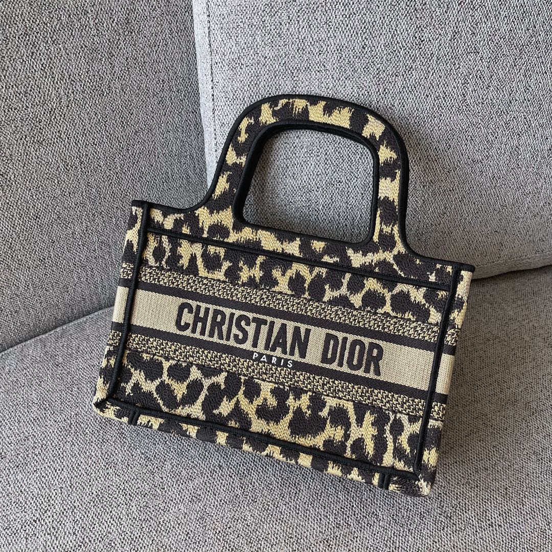 Dior 2021 迪奥购物袋 购物袋 mini/22.5cm 豹纹 Mizza图案刺绣