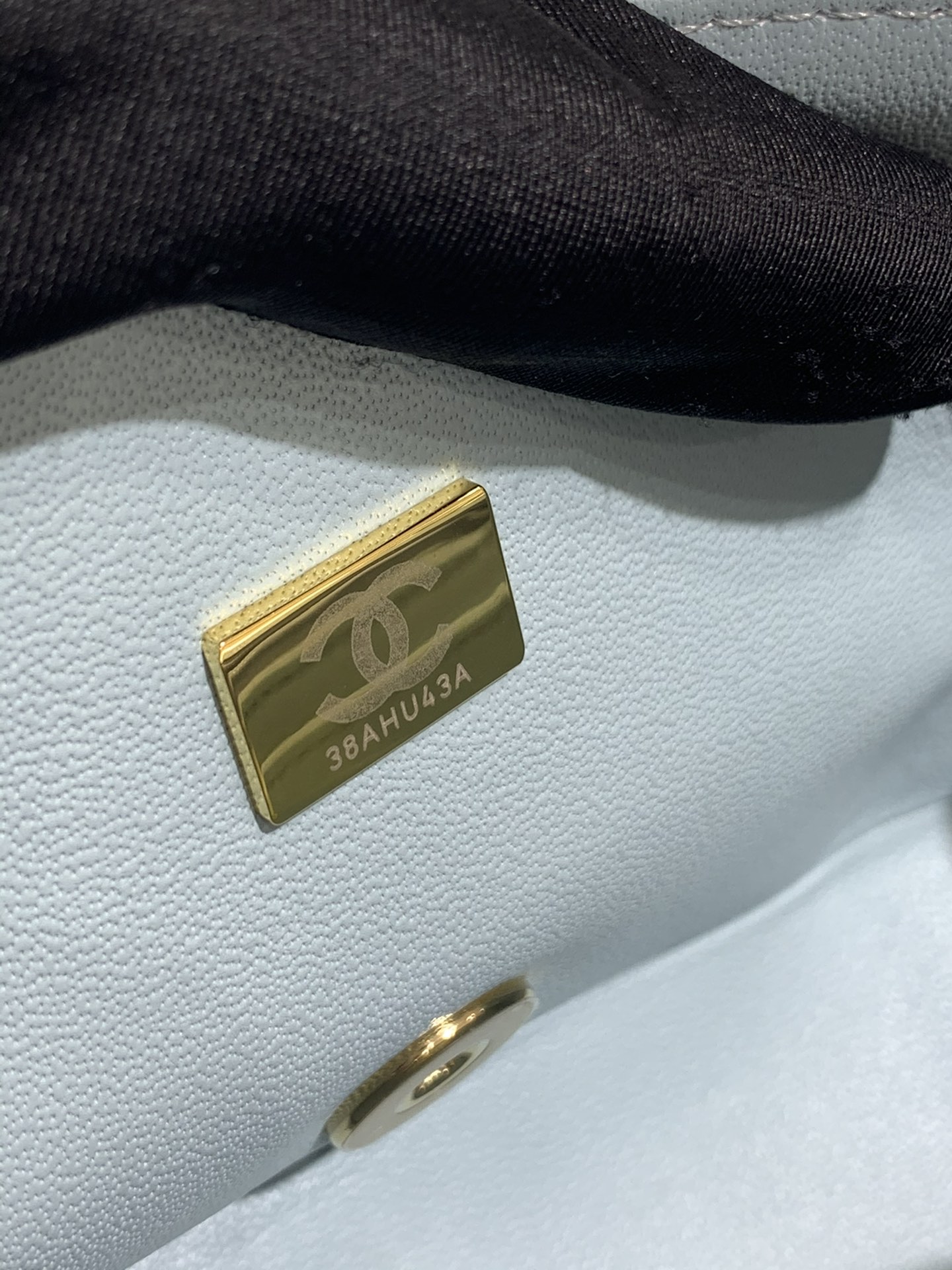 【真品级】Chanel CF 20  灰蓝小球纹搭配浅金扣  法国原厂Haas球纹鱼子酱牛皮