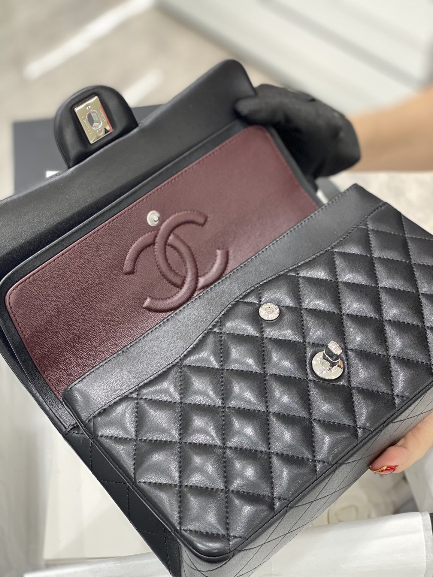 【真品级】Chanel CF 25  原厂bodin joyeux羔羊皮  经典永远百搭 黑色～银扣