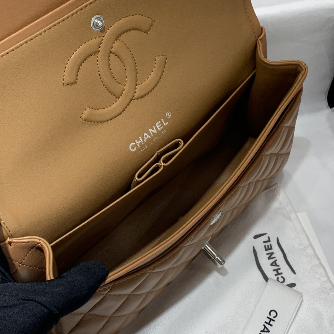 【真品级】Chanel CF 25  原厂bodin joyeux 羔羊皮  经典永远百搭 2022流行色 焦糖色 银扣