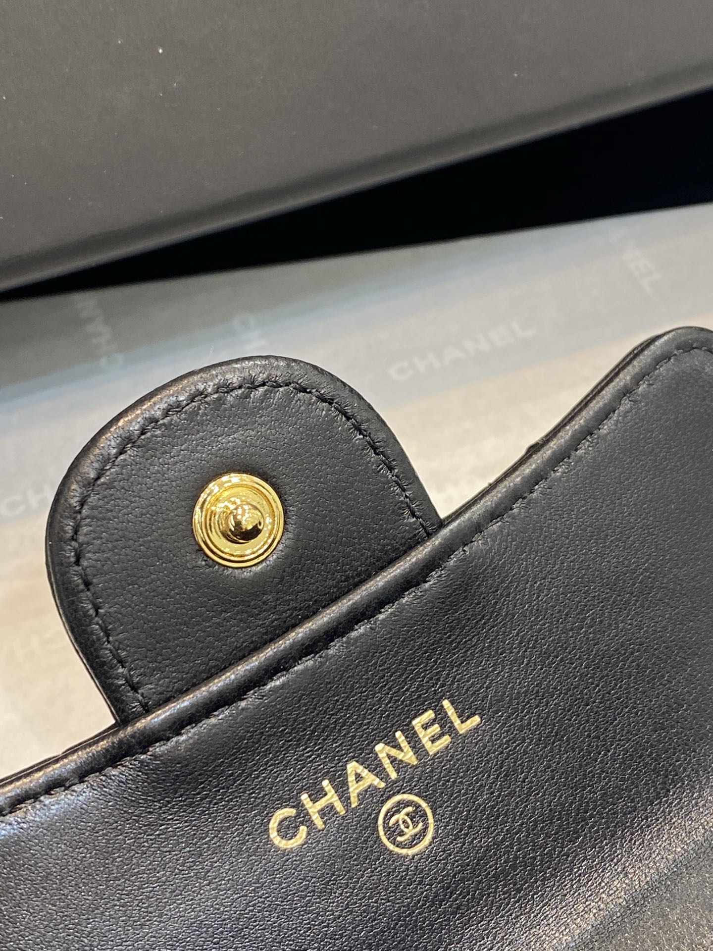 Chanel 2020新款cf卡包 11*8.5*3cm 黑色 小羊皮 金扣