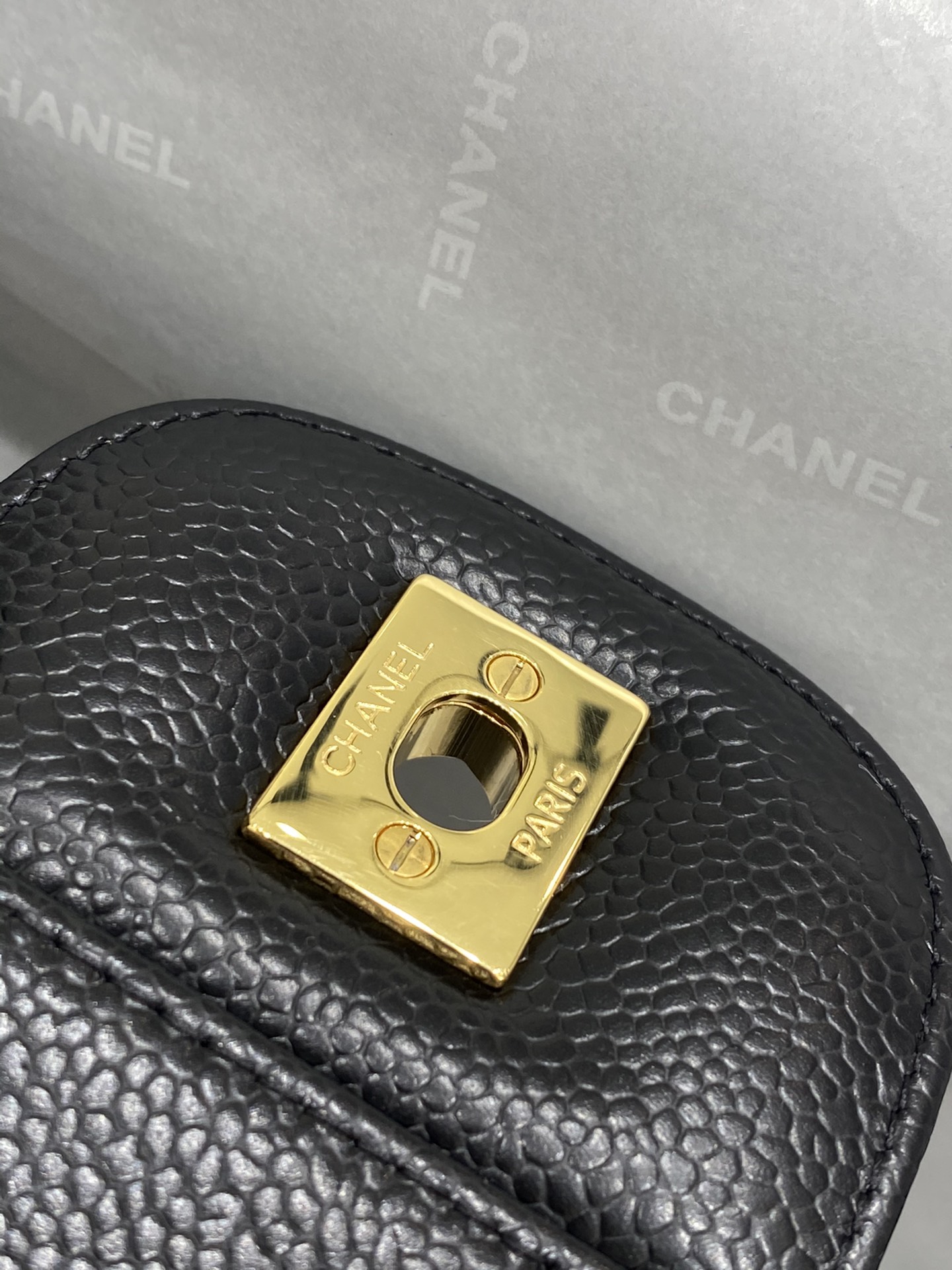 真品级 Chanel CF 30 黑色 金扣 法国原厂Haas球纹鱼子酱牛皮 30cm 原厂皮 数量不多 