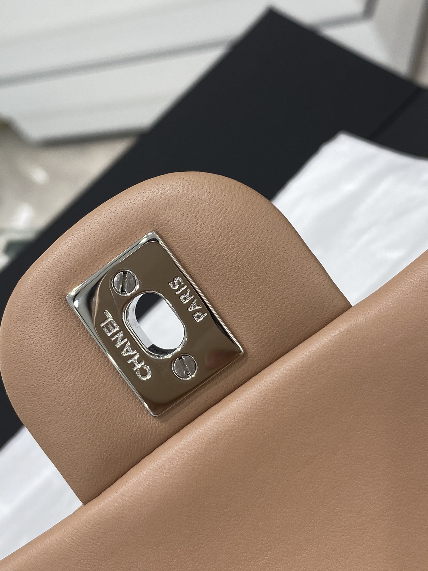 【真品级】Chanel CF 25  原厂bodin joyeux 羔羊皮  经典永远百搭 2022流行色 奶茶色 银扣