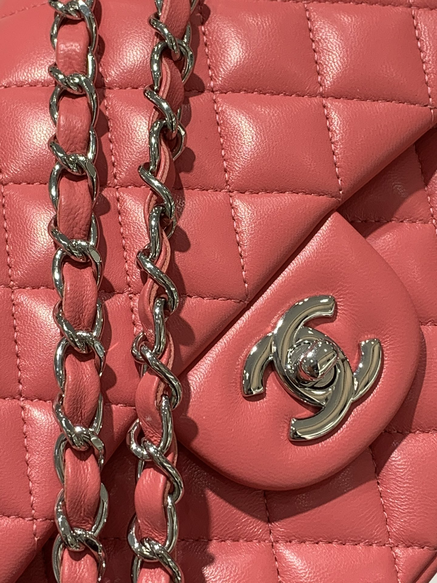 【真品级】Chanel CF 25  原厂bodin joyeux 羔羊皮  经典永远百搭  2022流行色 西瓜红 银扣