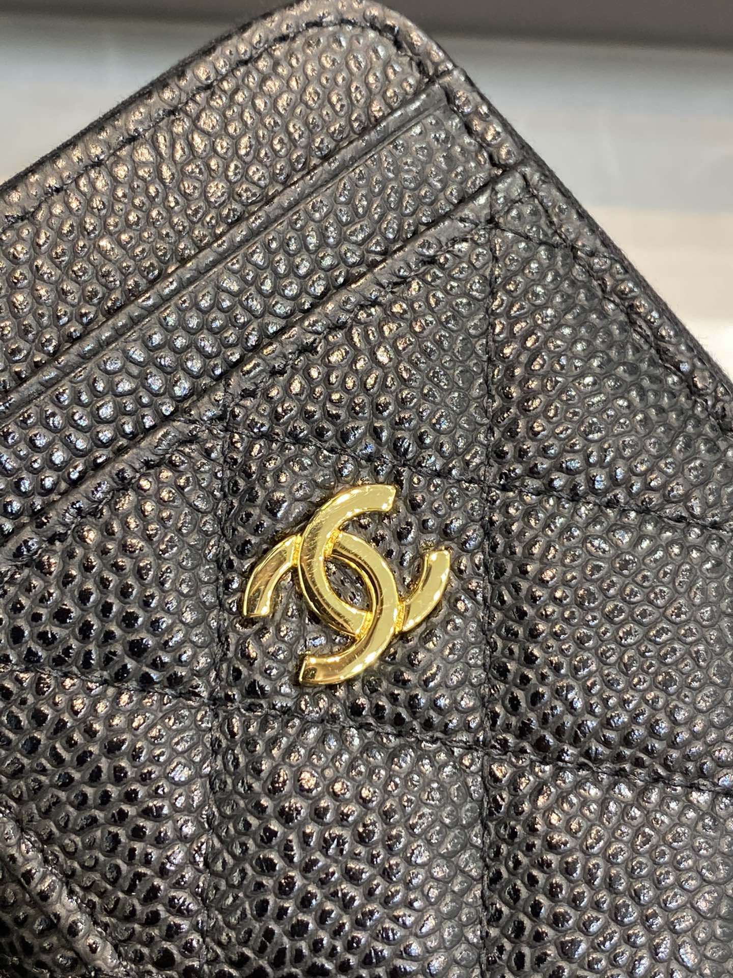 Chanel小零钱包 高品质 经典菱格设计搭配鱼子酱牛皮～金扣 7.5×2×11.cm