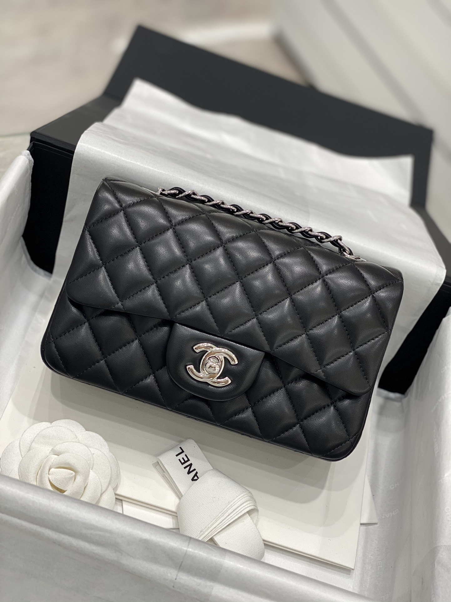 【真品级】Chanel CF 20 原厂bodin joyeux羔羊皮 经典永远百搭 黑色～银扣