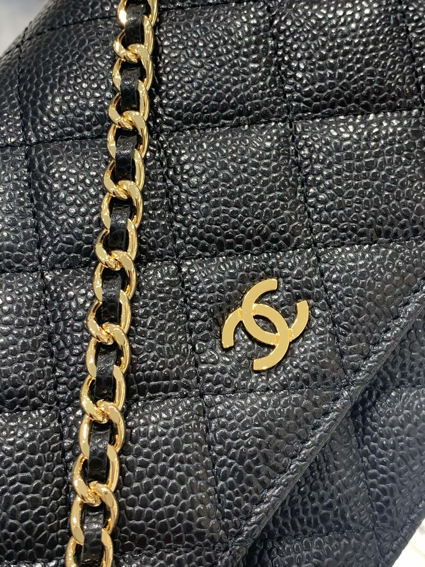 新版→吸扣版发财包 wallet on chain黑球金 Chanel Woc链条包 19.5*12*3.5