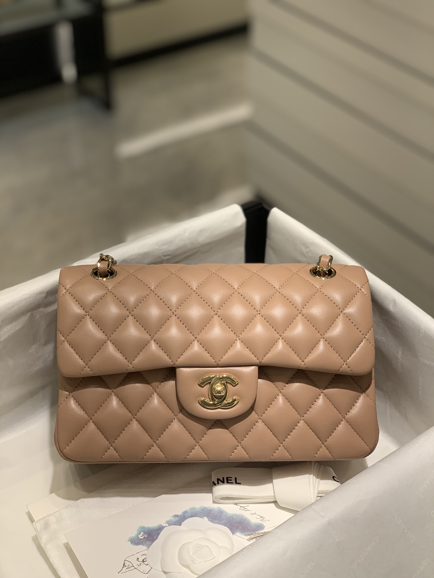 T I CHANEL CF 23 LAMBSKIN BODIN JOYEUX BROWN DA HAAS