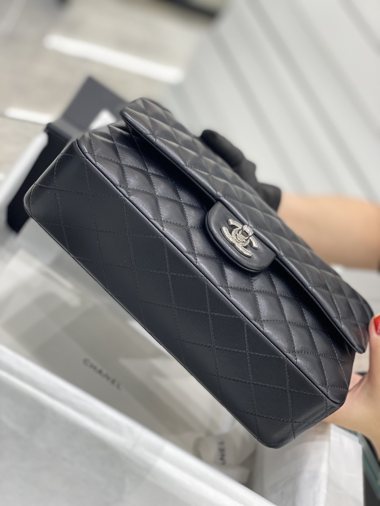 【真品级】Chanel CF 25  原厂bodin joyeux 羔羊皮  经典永远百搭  2022流行色 黑色  银扣