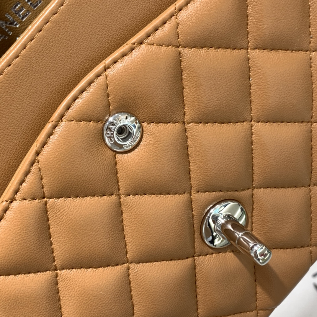 【真品级】Chanel CF 25  原厂 羔羊皮  经典永远百搭 焦糖色～银扣