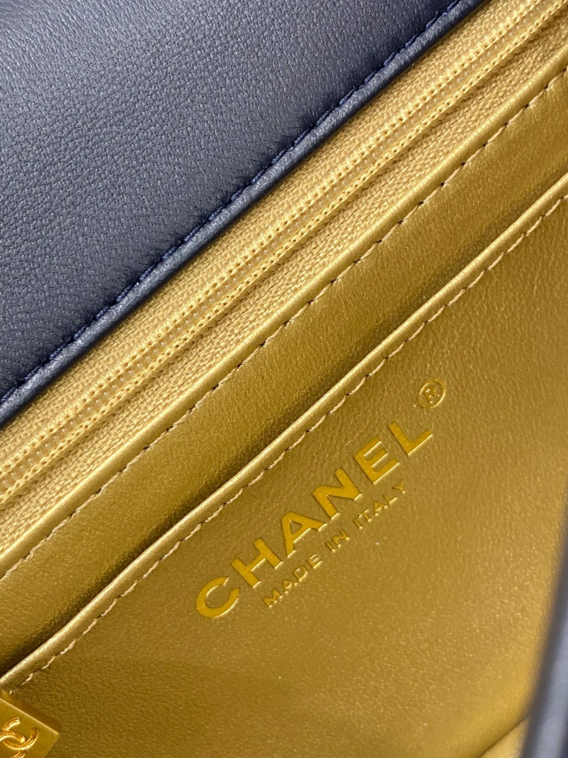 Chanel升级版带芯片～cf【小金球方胖子】  2020新春新款包包 深蓝色  尺寸13x18x7