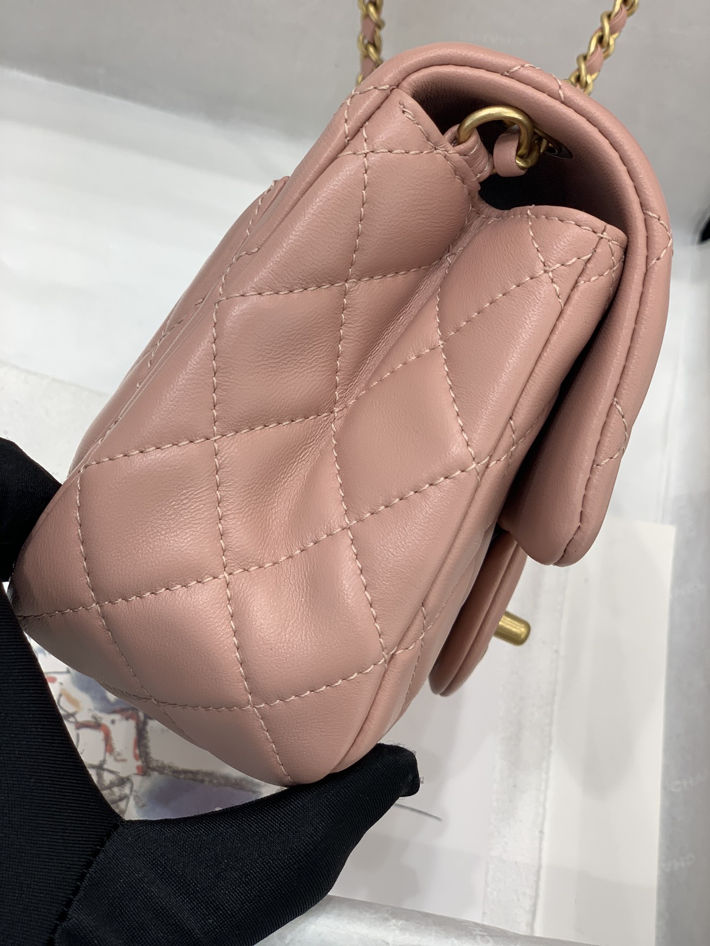 Chanel升级版带芯片～cf【小金球方胖子】  2020新春新款包包 玫瑰粉色  尺寸13x18x7
