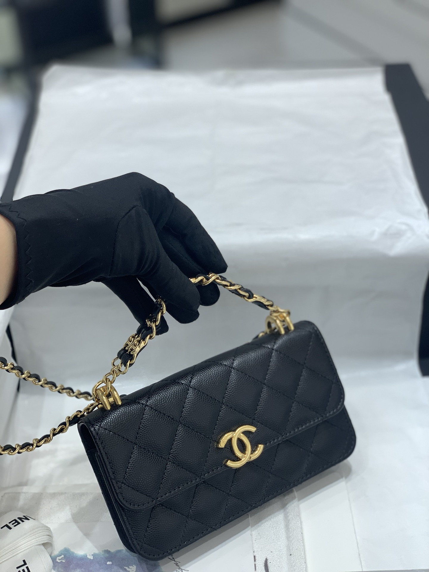 TÚI CHANEL 23K Mini WOC Caviar Black đen da HAAS