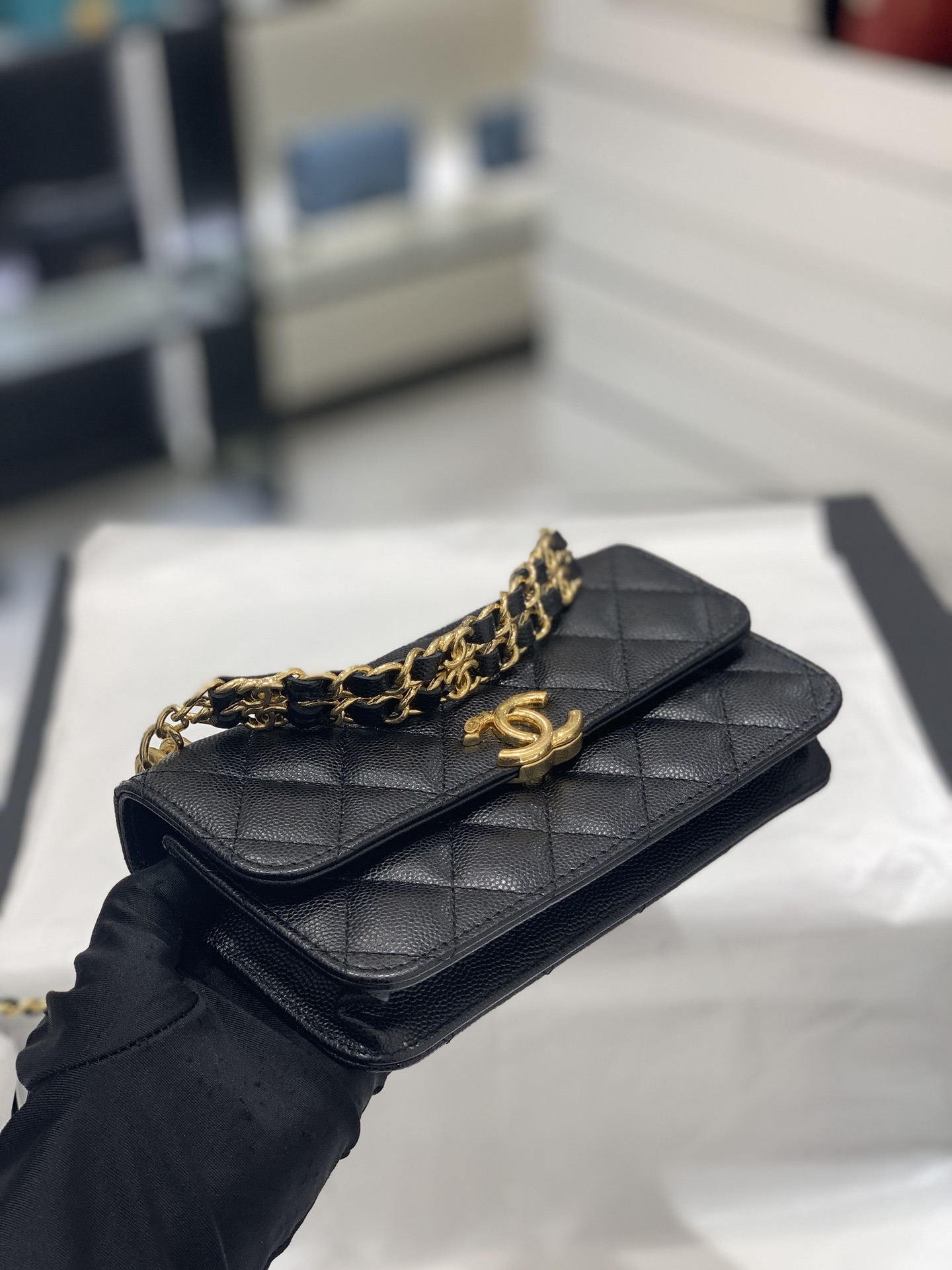 TÚI CHANEL 23K Mini WOC Caviar Black đen da HAAS