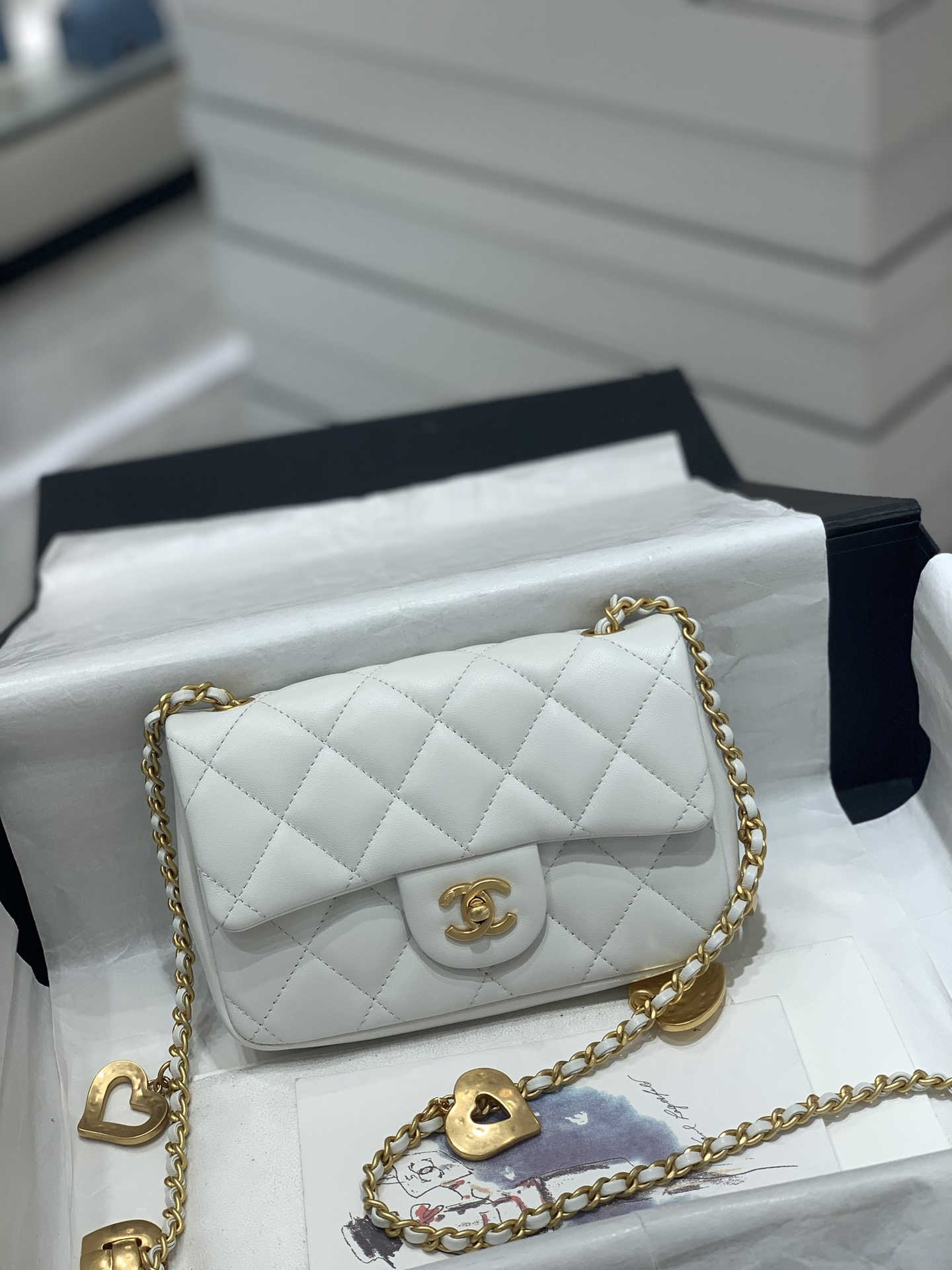  Chanel Small Classic Flap White Caviar LGHW Luxury Bags  Wallets on  Carousell