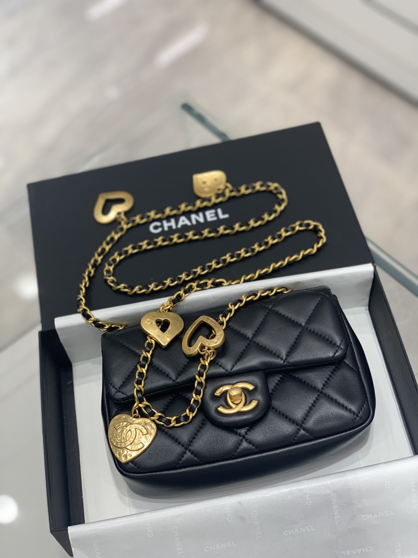 Túi Chanel Mini Flap Bag Calfskin And GoldTone Metal Black  97Luxury